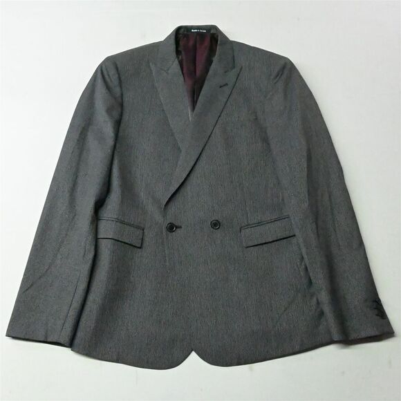 Altamonda 40R Gray Check Double Breasted Peak Lapel Mens Suit Jacket Sport Coat - Picture 1 of 12